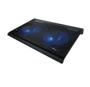 Trust Base de Refrigeracion para Portatil hasta 17.3\" USB - Iluminacion LED Azul - 2 Ventiladores de 125mm - 800 RPM - 360 x 280mm - Cable de 55cm - Color Negro