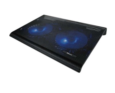 Trust Base de Refrigeracion para Portatil hasta 17.3\" USB - Iluminacion LED Azul - 2 Ventiladores de 125mm - 800 RPM - 360 x 280mm - Cable de 55cm - Color Negro