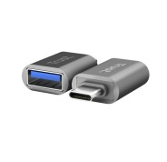 Trust Calyx Pack de 2 Adaptadores USB 3.0 - USB-A Hembra - USB-C Macho - 8x15x32mm - Color Gris
