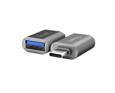 Trust Calyx Pack de 2 Adaptadores USB 3.0 - USB-A Hembra - USB-C Macho - 8x15x32mm - Color Gris