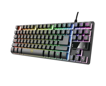 Trust Gaming GXT 833 Thado TKL Teclado Compacto USB - 12 Teclas Multimedia - Antighosting - Iluminacion LED - Cable Trenzado de 1.50m - Color Negro