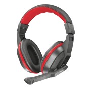 Trust Gaming Ziva Auriculares con Microfono - Microfono Plegable - Diadema Ajustable - Almohadillas Acolchadas - Cable de 1.80m - Color Negro/Rojo
