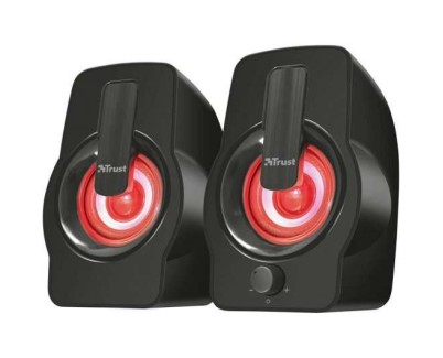 Trust Gemi Altavoces USB 2.0 12W - Iluminacion RGB - Control de Volumen - Cable de 1.40m - Color Negro