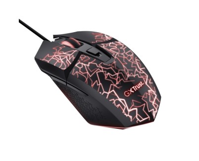 Trust GXT 113 Felox Raton Gaming con 6 Botones - Ajustable hasta 6400dpi - Luz LED RGB - 42x70x131mm - Color Negro