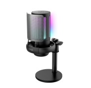 Trust GXT 238 Auron Microfono de Estudio - Cable USB-C 1.8m - Adapatador USB-A - Filtro Antipop de Rejilla - Iluminacion RGB - 85x120x215mm - Color Negro