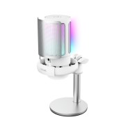 Trust GXT 238W Auron Microfono de Estudio - Cable USB-C 1.8m - Adapatador USB-A - Filtro Antipop de Rejilla - Iluminacion RGB - 85x120x215mm - Color Blanco