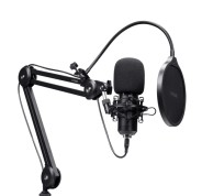 Trust GXT 270 Emita II+ Microfono de Estudio - Cable USB 2.5m - Filtro Antipop de Rejilla - Brazo Ajustable - Filtro Antiviento - 42x42x162mm - Color Negro