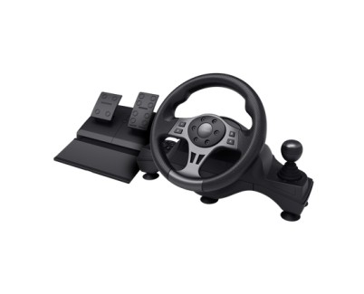 Trust GXT 289 Movi Set de Volante + Pedales + Palanca de Cambios - Compatible con PC, Nintendo Switch, Xbox y PS4 - Color Negro