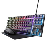 Trust GXT 794 Pack Gaming Teclado Thado TKL Iluminacion RGB + Raton Felox Inalambrico 4800dpi Iluminacion RGB + Alfombrilla - Color Negro