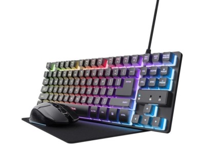 Trust GXT 794 Pack Gaming Teclado Thado TKL Iluminacion RGB + Raton Felox Inalambrico 4800dpi Iluminacion RGB + Alfombrilla - Color Negro