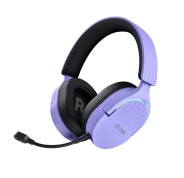 Trust GXT491 Fayzo Auriculares Gaming Bluetooth, USB 2.4Ghz - Iluminacion RGB - Microfono Extraible - Diadema Ajustable - Autonomia hasta 22h - Controles de Facil Acceso - Color Morado
