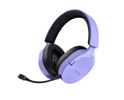 Trust GXT491 Fayzo Auriculares Gaming Bluetooth, USB 2.4Ghz - Iluminacion RGB - Microfono Extraible - Diadema Ajustable - Autonomia hasta 22h - Controles de Facil Acceso - Color Morado