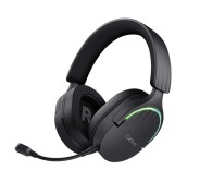 Trust GXT491 Fayzo Auriculares Gaming Bluetooth, USB 2.4Ghz - Iluminacion RGB - Microfono Extraible - Diadema Ajustable - Autonomia hasta 22h - Controles de Facil Acceso - Color Negro