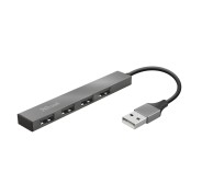 Trust Halyx Hub 4 Puertos USB 2.0 - Hasta 480Mbps - Color Gris