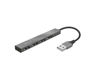 Trust Halyx Hub 4 Puertos USB 2.0 - Hasta 480Mbps - Color Gris