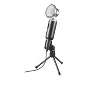 Trust Madell Microfono de Escritorio - Boton Mute - Conexion Jack 3.5mm - Soporte de Tripode - Filtro de Rejilla - Cable de 2.50m - Color Negro