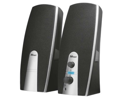 Trust MiLa Altavoces USB 2.0 10W - Entrada y Salida Jack 3.5mm - Cable de 1.20m - Color Negro/Plata