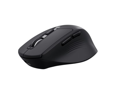 Trust Niven Raton Inalambrico de 7 Botones - Ajustable hasta 3200dpi - Bluetooth - Recargable - Indicadores LED - Clic Silencioso - Receptor USB-C - Multidispositivo - 44x73x110mm - Color Negro