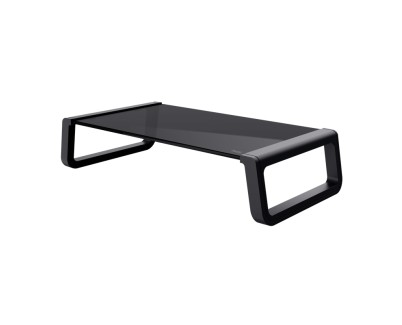 Trust Soporte de Monitor de Cristal Templado - Eleva tu Monitor para una Posicion Ergonomica - Organiza tu Escritorio Facilmente