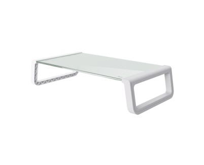 Trust Soporte de Monitor de Cristal Templado - Ergonomico y Organizador - Eleva tu Portatil o Monitor para Mayor Espacio