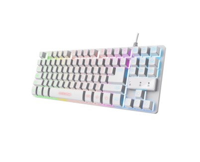 Trust Teclado de Membrana USB - Iluminacion LED - Cable de 1.35m - Color Blanco