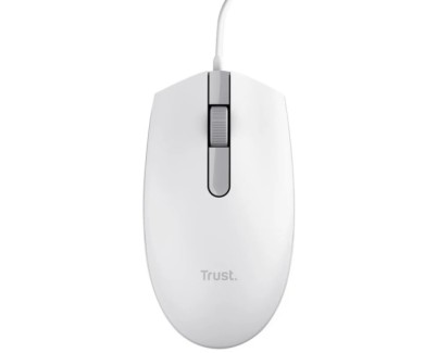 Trust TM101 Eco Raton USB 1200dpi - Fabricado con 50% de Plasticos Reciclados - 3 Botones - Uso Ambidiestro - Cable de 1.60m - Color Blanco