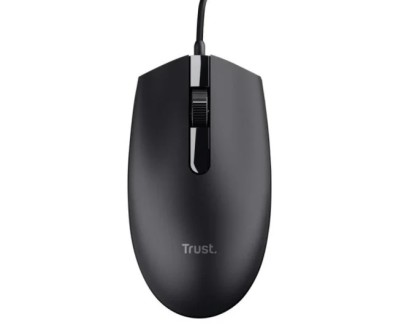Trust TM101 Eco Raton USB 1200dpi - Fabricado con 50% de Plasticos Reciclados - 3 Botones - Uso Ambidiestro - Cable de 1.60m - Color Negro