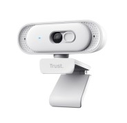 Trust Tomar Webcam QHD 2K - Cable 2m - Microfono Incorporado - Balance de Blancos Automatico - Modo de Privacidad - Rosca 1/4\" - Campo de Vision de 76 Grados - 53x55x93mm - Color Blanco
