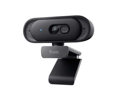 Trust Tomar Webcam QHD 2K - Cable 2m - Microfono Incorporado - Balance de Blancos Automatico - Modo de Privacidad - Rosca 1/4\" - Campo de Vision de 76 Grados - 53x55x93mm - Color Negro
