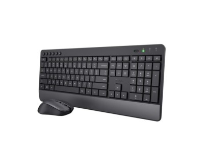 Trust Trezo Pack Teclado + Raton Inalambrico - Teclas Silenciosas - Fabricado con Material Reciclado - Color Negro