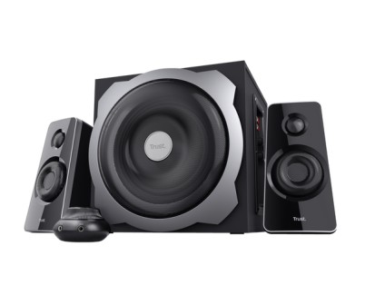 Trust Tytan Juego de Altavoces 2.1 USB 120W - Subwoofer de Madera - Mando a Distancia - Entrada Jack 3.5mm - Color Negro