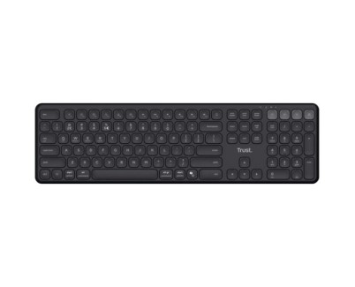 Trust Vaiya Teclado Multidispositivo Bluetooth - Conexion con hasta 4 Dispositivos - Teclas Perfil Bajo - Teclas Multimedia - Color Negro