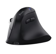 Trust Vyran Raton Inalambrico Ergonomico - Ajustable hasta 4800dpi - Bluetooth - Recargable - Receptor USB-A - Adaptador USB-C - Multidispositivo - Clic Silencioso - 75x84x116mm - Color Negro