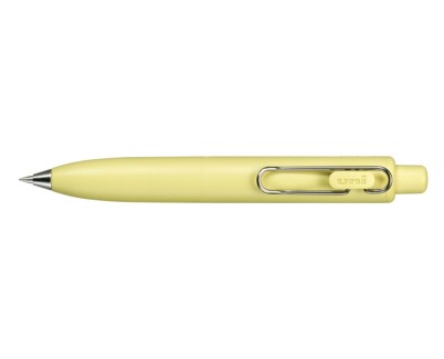 Uni-ball One P Boligrafo Retractil con Punta Fina 0.5mm - Agarre Suave y Comodo - Tinta Color Negro - Cuerpo de Color Amarillo Banana