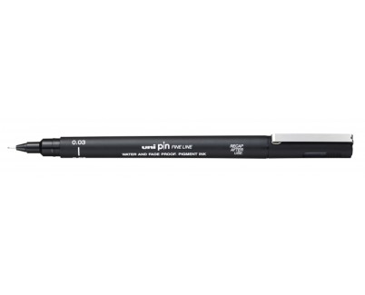 Uni-ball PIN003 Rotulador Calibrado - Punta Poliacetal 0.03mm - Tinta Pigmentada Resistente al Agua y Luz - Color Negro