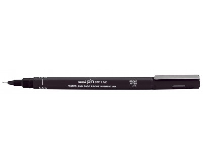Uni-ball PIN005 Rotulador Calibrado - Punta Poliacetal 0.05mm - Tinta Pigmentada Resistente al Agua y Luz - Color Negro
