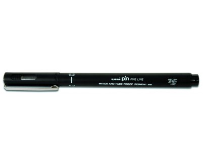 Uni-ball PIN02-200(S) Rotulador Calibrado - Punta Poliacetal 0.2mm - Tinta Pigmentada Resistente al Agua y Luz - Ideal para Dibujo Profesional y Escritura - Color Negro