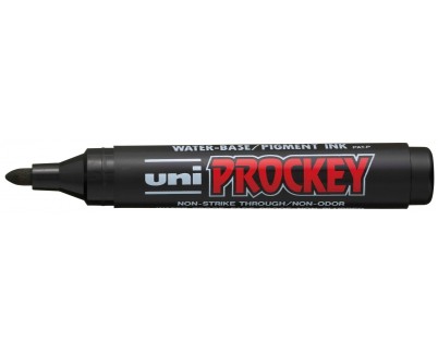 Uni-ball PM-122 Marcador de Tinta Pigmentada - Punta de Bala 1.2-1.8mm - Ideal para Pizarras de Papel - Tinta Inodora - Color Negro