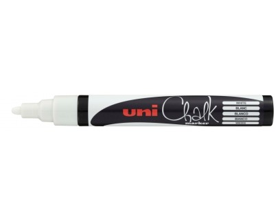 Uni-ball PWE-5M Marcador de Tiza Liquida - Punta Conica 1.8-2.5mm - Borrado en Humedo - Resistente a la Lluvia - Color Blanco