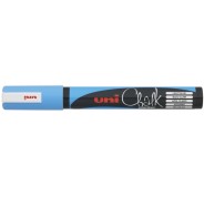 Uni-ball PWE-5M Marcador de Tiza Liquida - Punta Conica 1.8-2.5mm - Borrado en Humedo - Resistente a la Lluvia - Ideal para Pizarras y Vidrio - Color Azul Claro