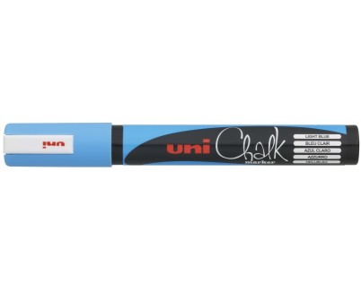 Uni-ball PWE-5M Marcador de Tiza Liquida - Punta Conica 1.8-2.5mm - Borrado en Humedo - Resistente a la Lluvia - Ideal para Pizarras y Vidrio - Color Azul Claro