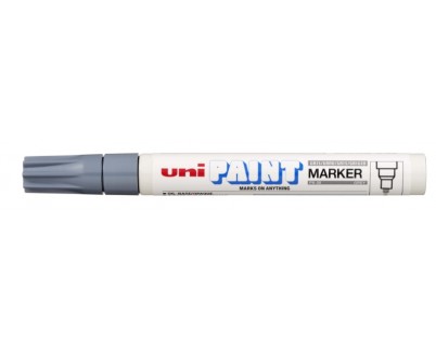 Uni-ball PX-20 Paint Marker - Marcador de Pintura - Punta Acrilica de Bala 2.2-2.8mm - Permanente en Todas las Superficies - Resistente a Luz y Agua - Color Gris