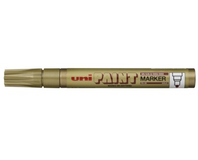 Uni-ball PX-20 Paint Marker - Marcador de Pintura - Punta Acrilica de Bala 2.2-2.8mm - Permanente en Todas las Superficies - Resistente a Luz y Agua - Color Oro