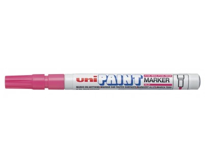 Uni-ball PX-21 Paint Marker - Marcador de Pintura - Punta Acrilica de Bala 0.8-1.2mm - Linea Fina - Cuerpo de Aluminio - Tinta Permanente Resistente a Luz y Agua - Color Rosa