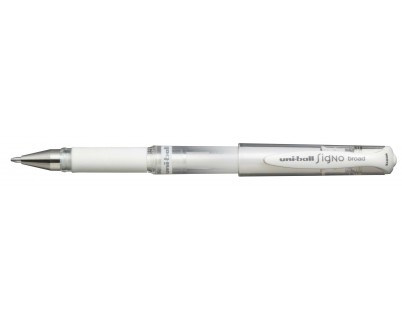 Uni-ball Signo Broad UM-153 Roller de Tinta Gel - Punta de Bola 1mm - Trazo Estilografico - Sujecion de Caucho - Color Blanco