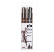 Uni-ball Uni Pin Pack de 3 Rotuladores Calibrados 0.1, 0.5 - Punta Poliacetal - Tinta Pigmentada Resistente al Agua y Luz - Ideal para Dibujo Profesional y Escritura - Colores Negro y Sepia