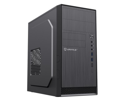 Unykach Aero C12 V2 Caja Torre MicroATX - Tamaño Disco Soportado 3.5\", 2.5\" - USB-A 3.0, USB-C 2.0, Audio - Color Negro