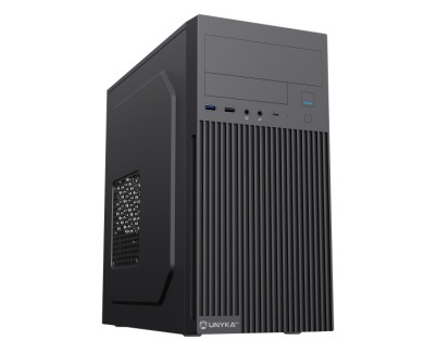 Unykach Aero C260 Caja MicroATX - Fuente de Alimentacion 500W Incluida - Soporte para 5,25\" 3.5\" y 2.5\" - USB-A 2.0/3.2 / tipo C y Audio - Color Negro