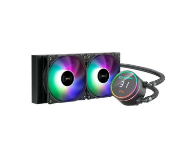 Unykach Aquastorm 240 Kit de Refrigeracion Liquida - 2 Ventiladores de 120mm - Iluminacion RGB - Visualizacion Temperatura CPU - Tubo de 335mm