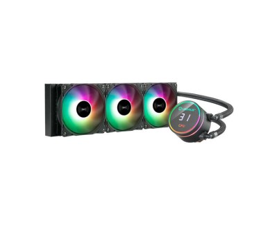 Unykach Aquastorm 360 Kit de Refrigeracion Liquida - 3 Ventiladores de 120mm - Iluminacion RGB - Visualizacion Temperatura CPU - Tubo de 38mm